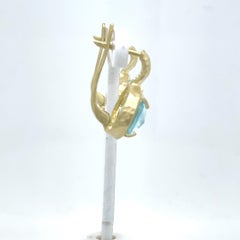 Hand-Crafted 14K Gold 13.6CT Blue Topaz Color Stone Earrings