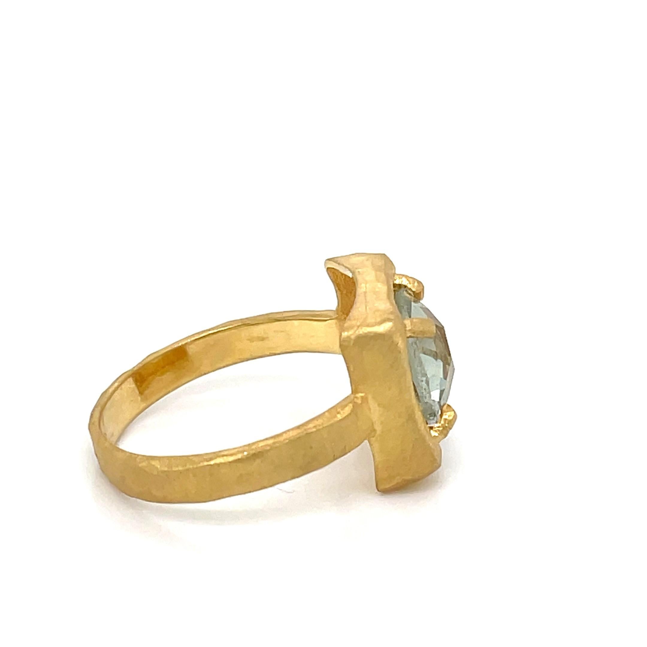 For Sale:  Hand-Crafted 14K Gold 1.75CT 8mm Green Amethyst Cocktail Ring 4