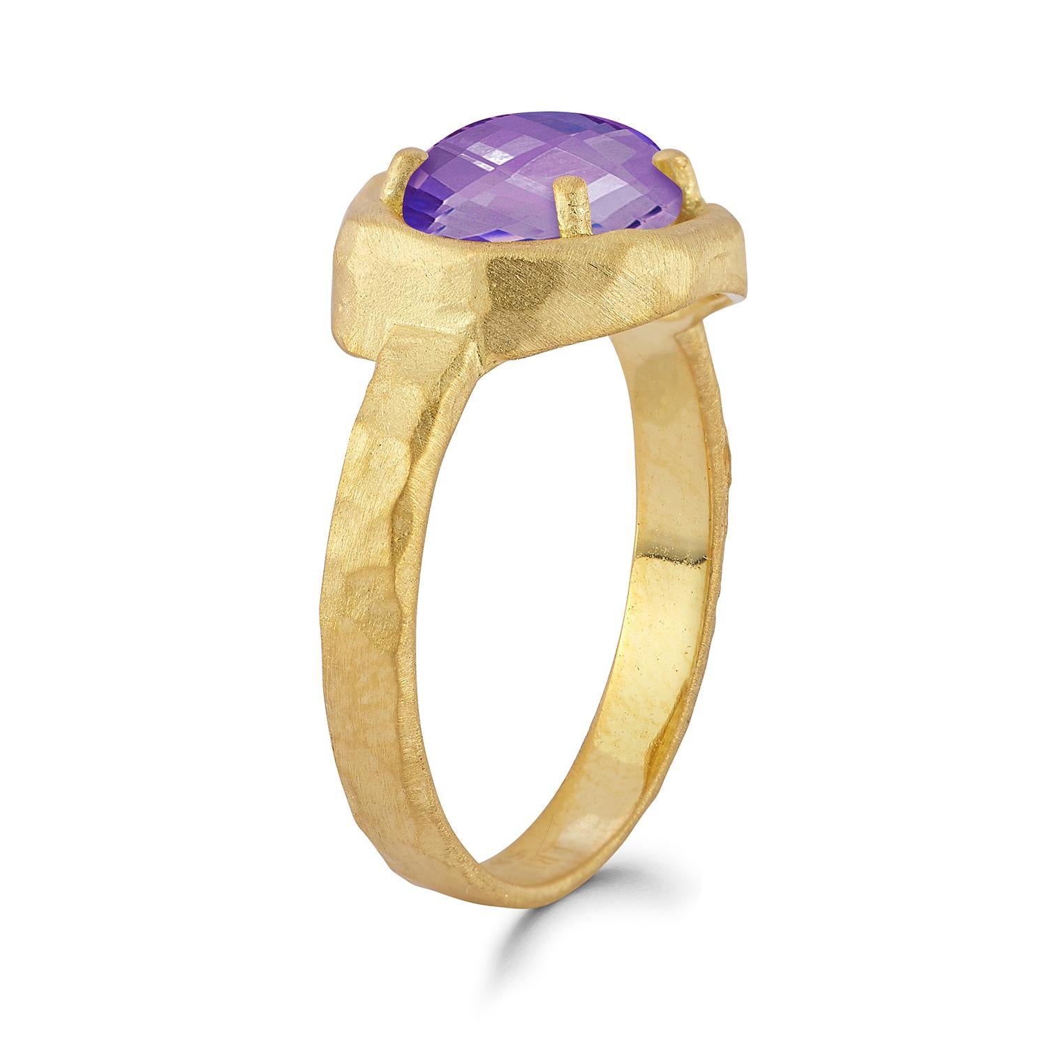 For Sale:  Hand-Crafted 14K Gold 1.75CT Amethyst Cocktail Ring 2