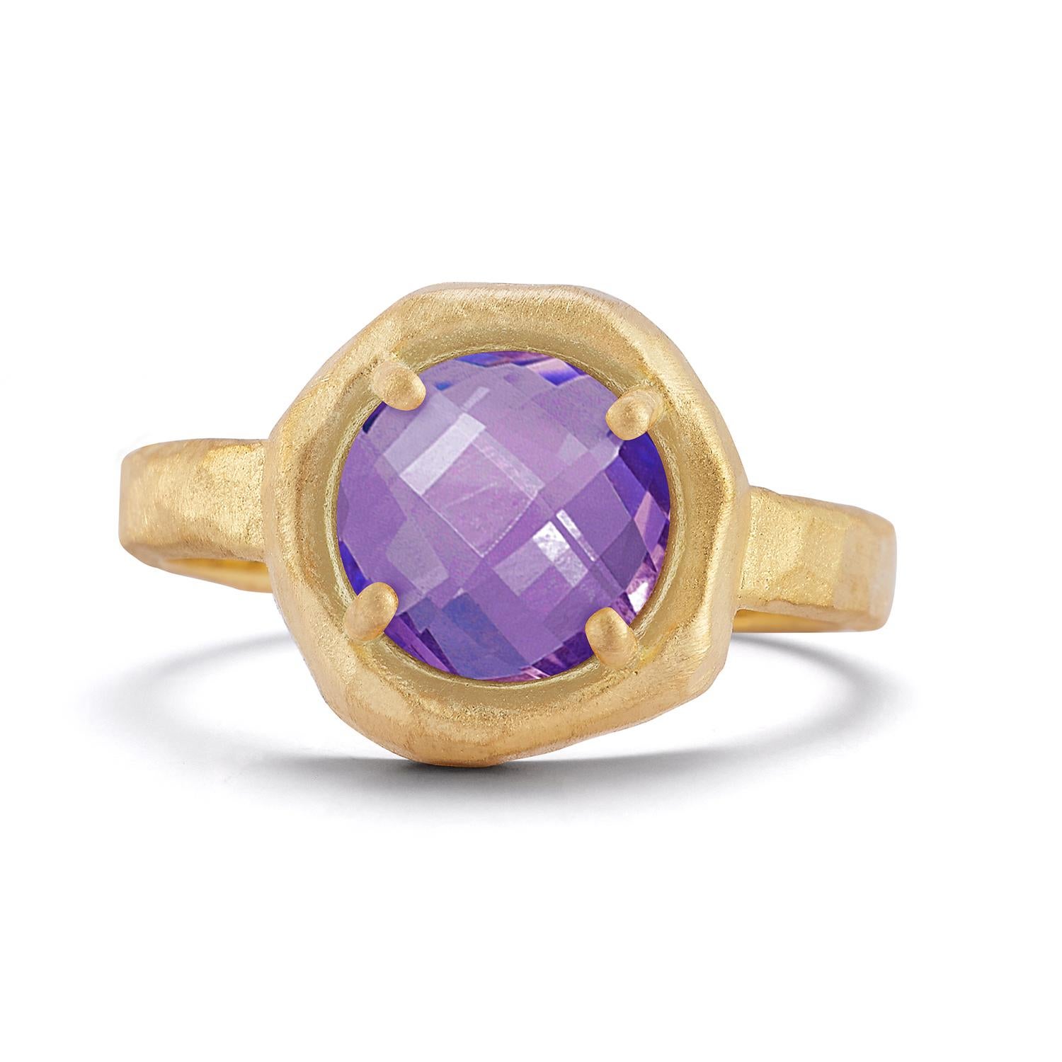 For Sale:  Hand-Crafted 14K Gold 1.75CT Amethyst Cocktail Ring 3