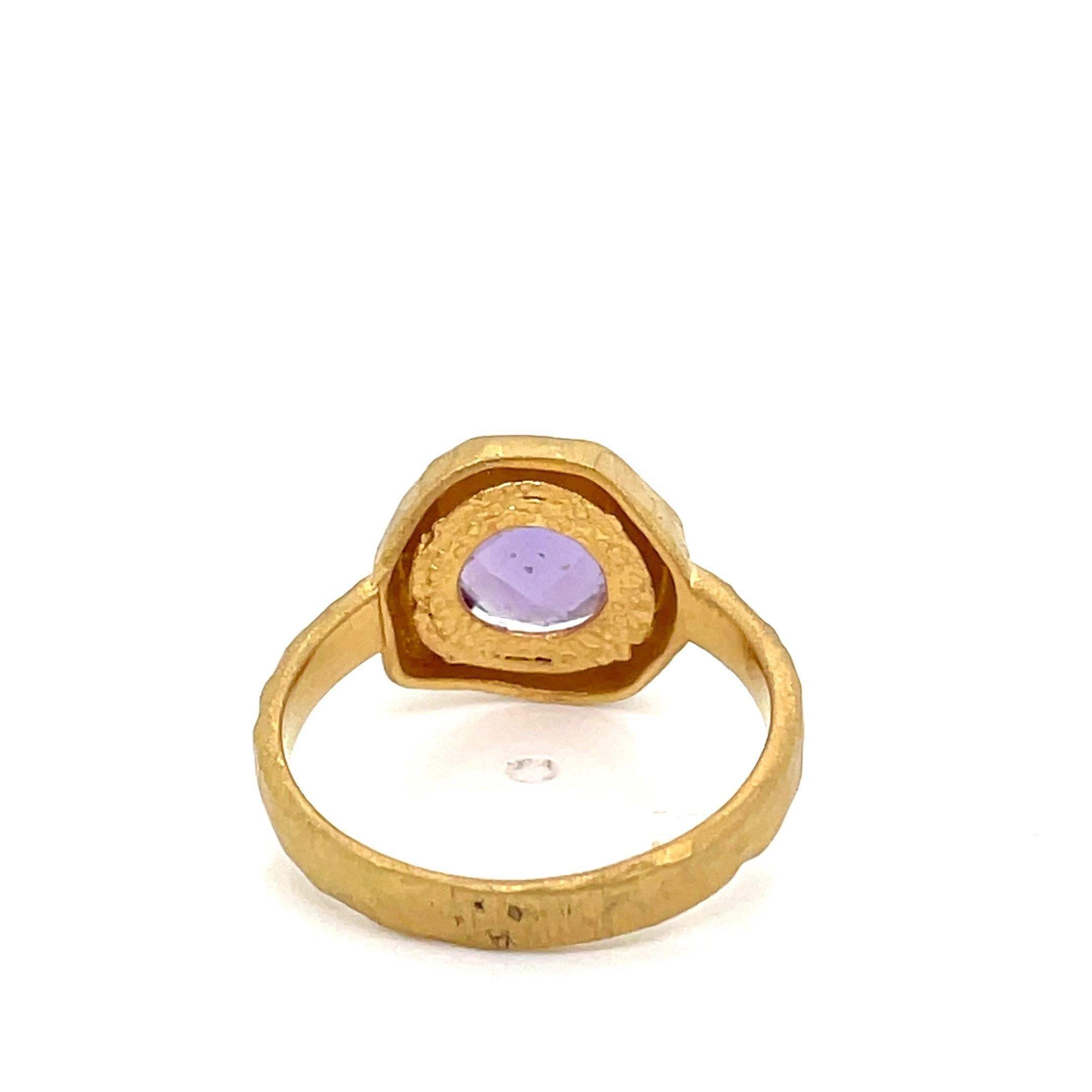 For Sale:  Hand-Crafted 14K Gold 1.75CT Amethyst Cocktail Ring 4