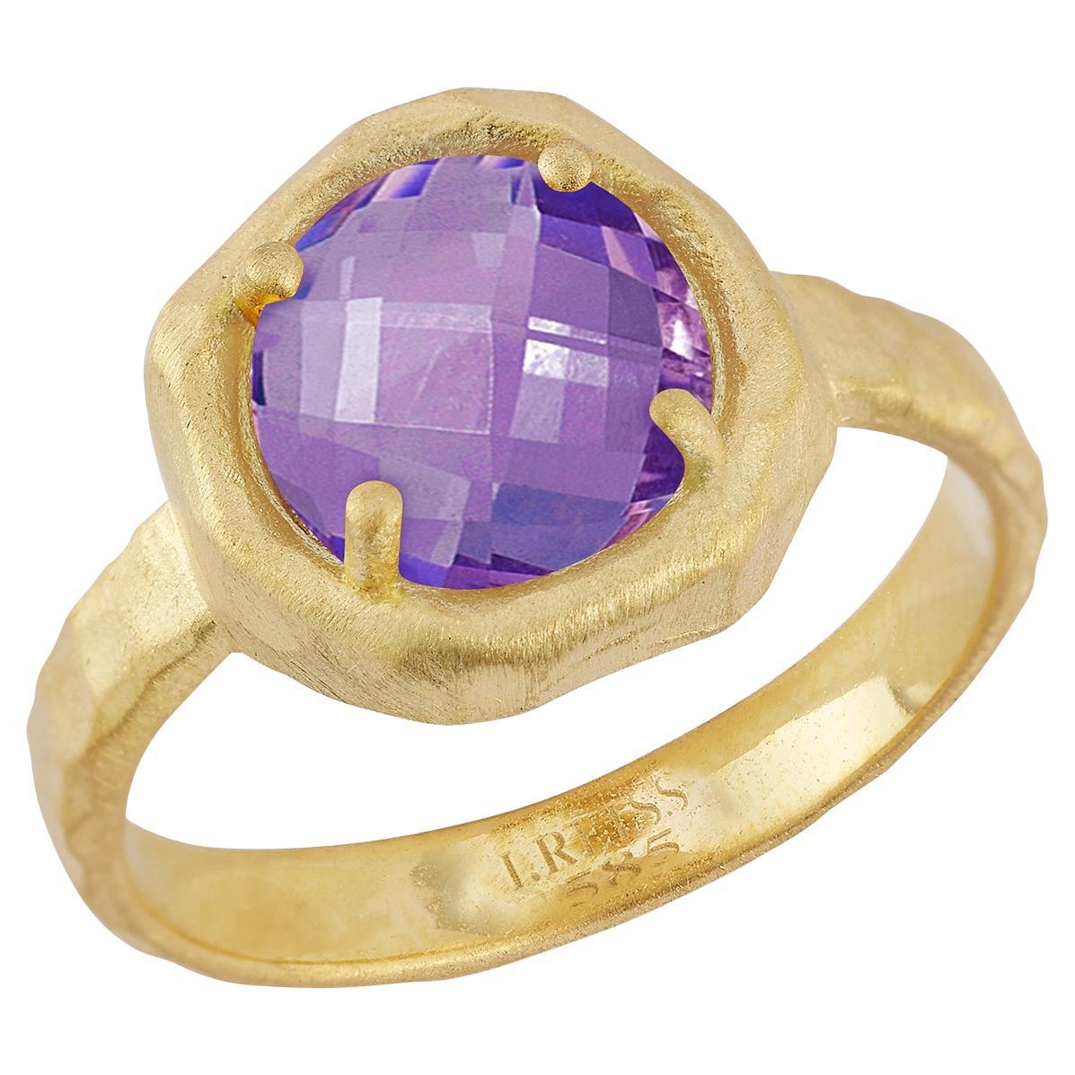 Hand-Crafted 14K Gold 1.75CT Amethyst Cocktail Ring