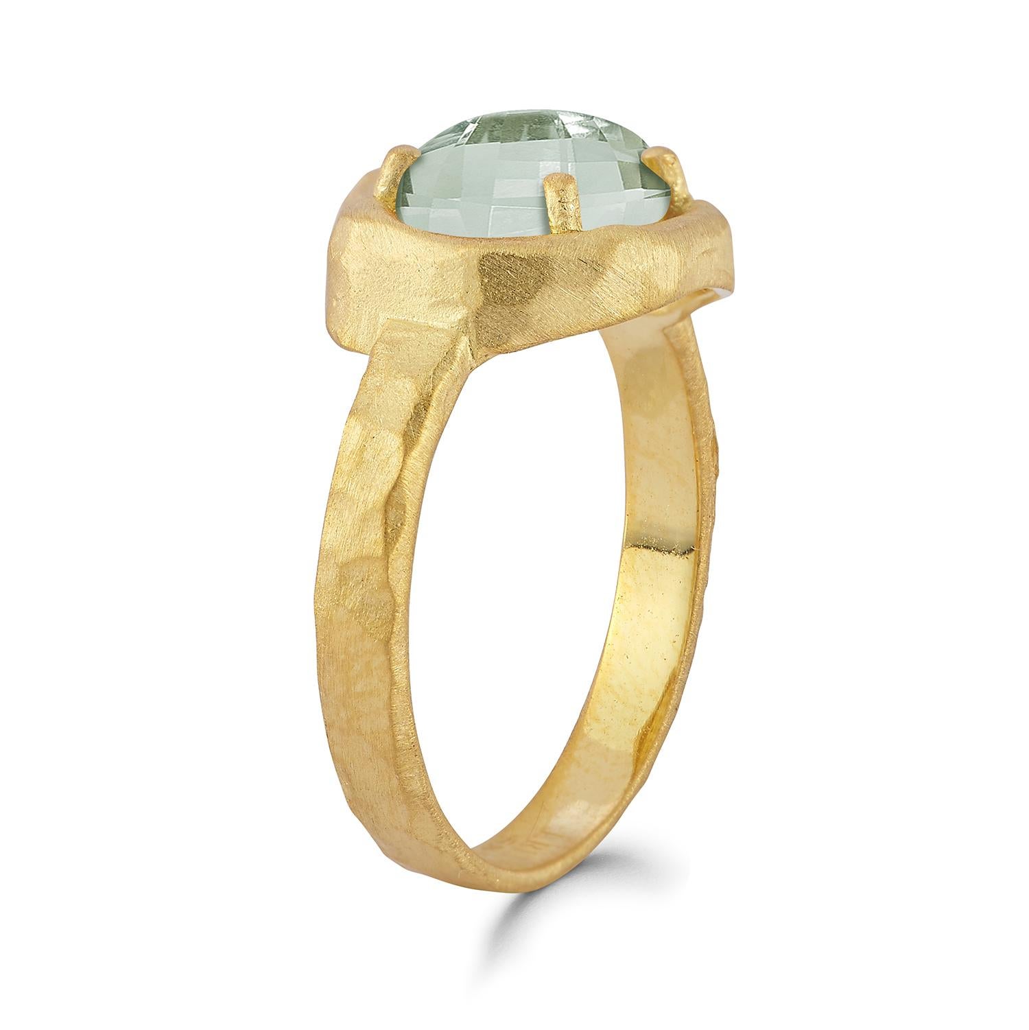 For Sale:  Hand-Crafted 14K Gold 1.75CT Green Amethyst Cocktail Ring 2