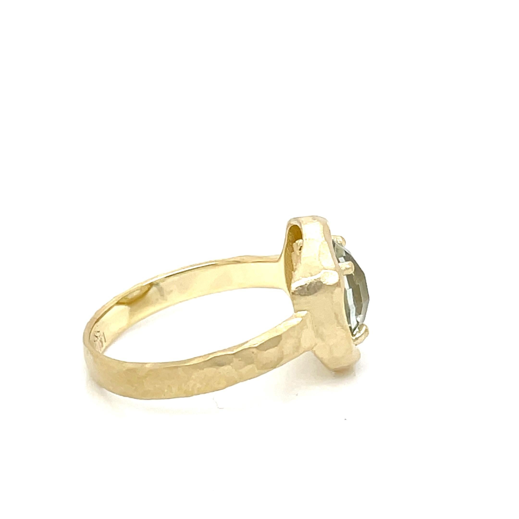 For Sale:  Hand-Crafted 14K Gold 1.75CT Green Amethyst Cocktail Ring 5