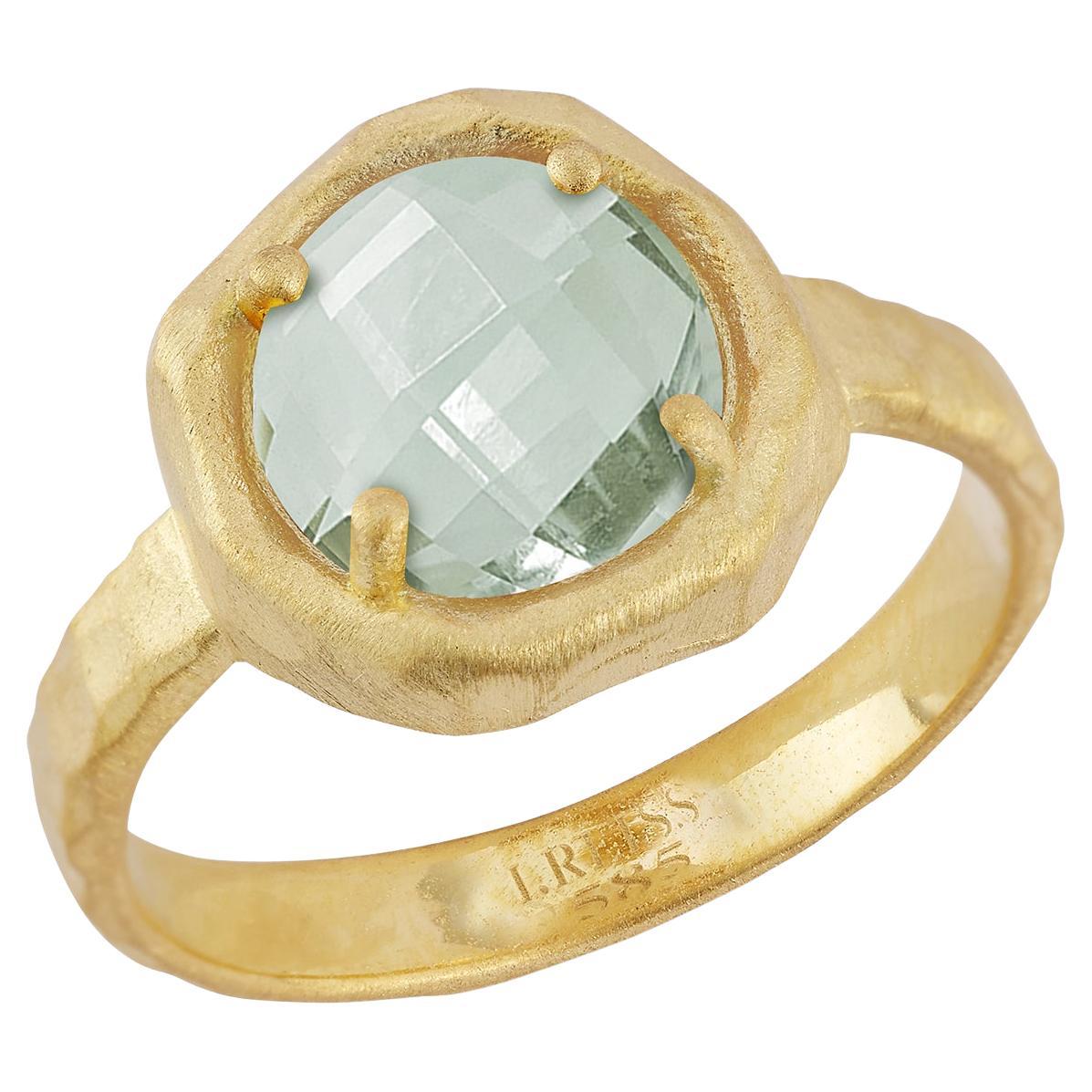 Handgefertigter 14K Gold 1,75CT Grüner Amethyst-Cocktailring
