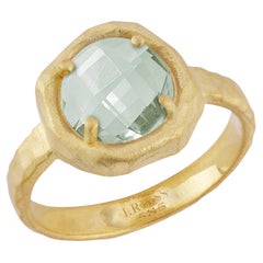 Hand-Crafted 14K Gold 1.75CT Green Amethyst Cocktail Ring