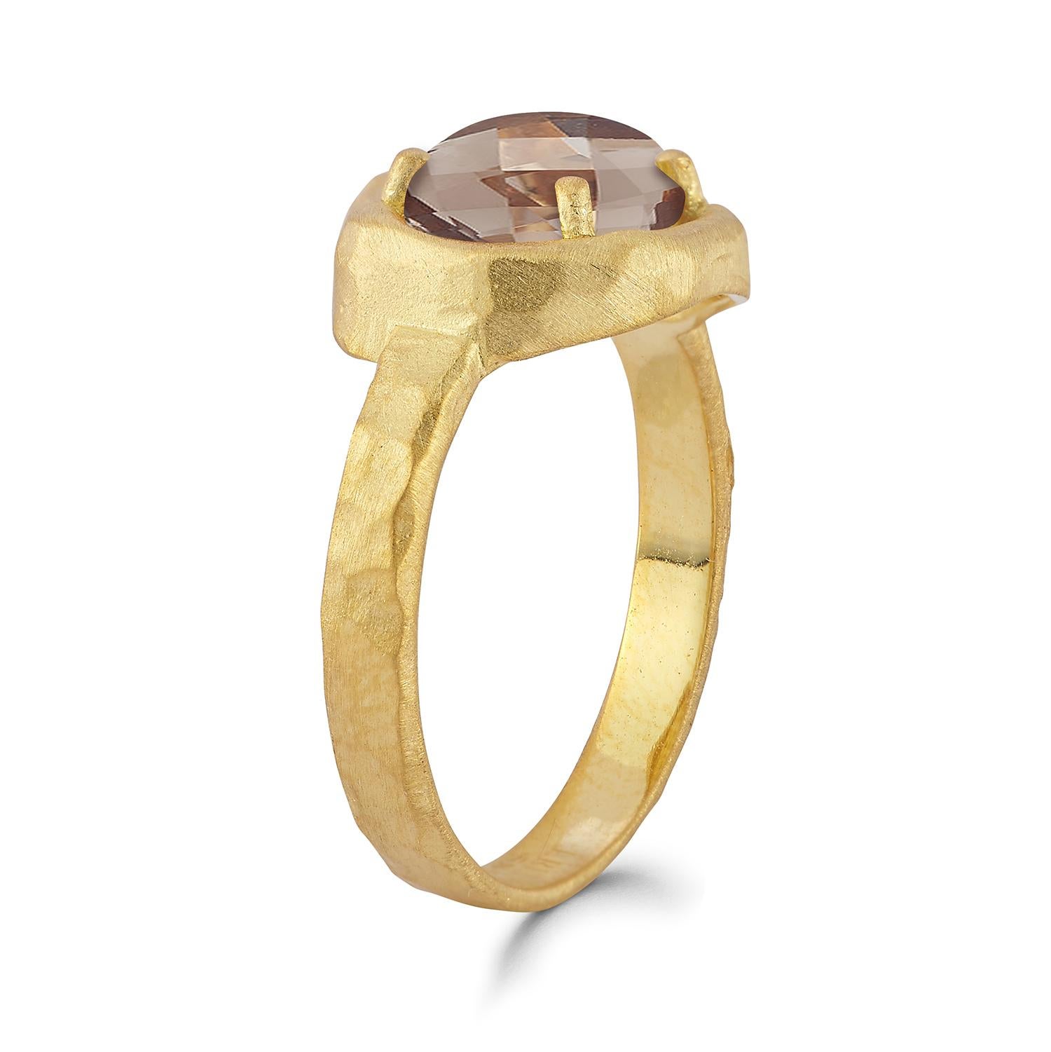 For Sale:  Hand-Crafted 14K Gold 1.75CT Smokey Topaz Cocktail Ring 2