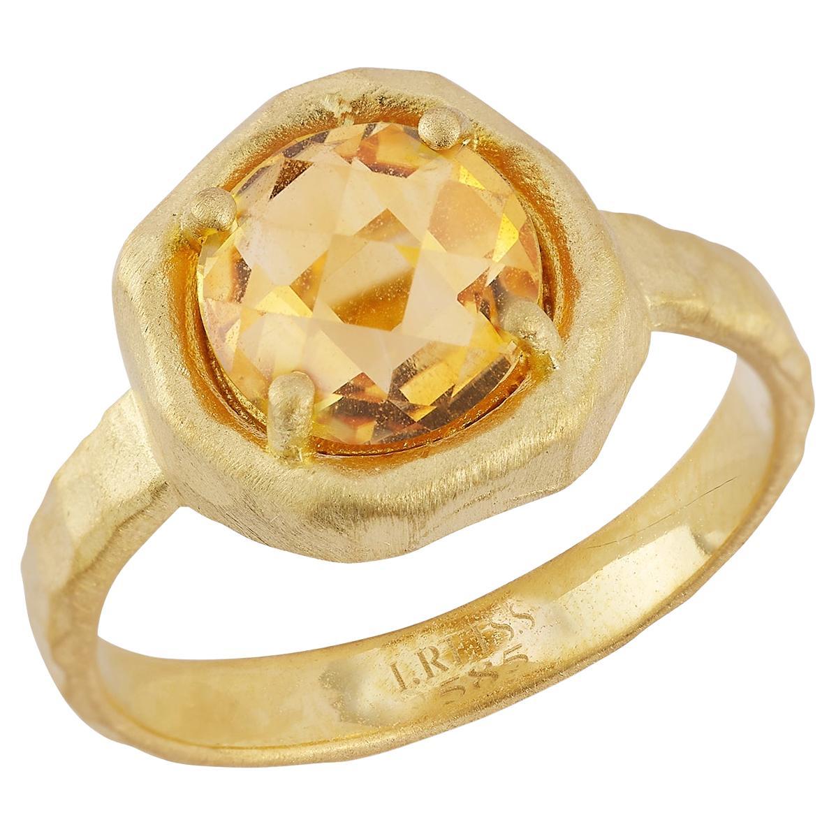 Hand-Crafted 14K Gold 1.8CT Citrine  Cocktail Ring