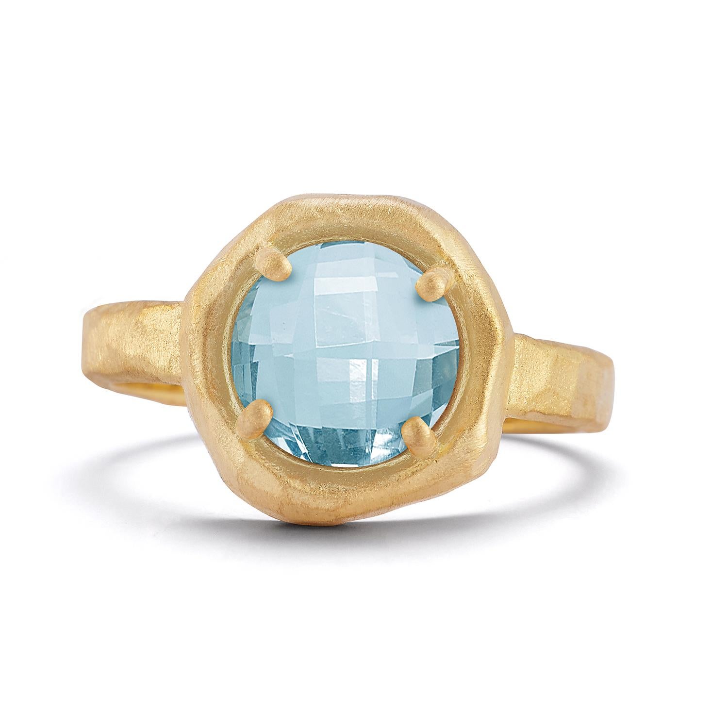 For Sale:  Hand-Crafted 14K Gold 2.25CT Blue Topaz Cocktail Ring 3