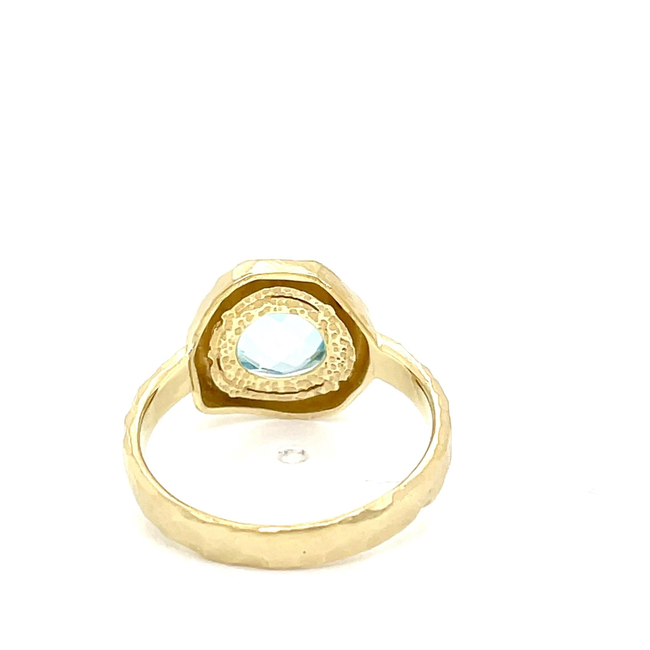 For Sale:  Hand-Crafted 14K Gold 2.25CT Blue Topaz Cocktail Ring 4