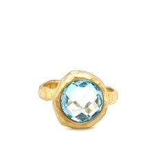 Hand-Crafted 14K Gold 4.25 ct. tw. Blue Topaz Cocktail Ring