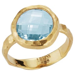 Handgefertigt 14K Gold 4,25 ct. tw. handgefertigt. Blautopas-Cocktailring