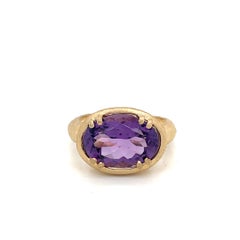 Hand-Crafted 14K Gold 5.35CT Amethyst Cocktail Ring