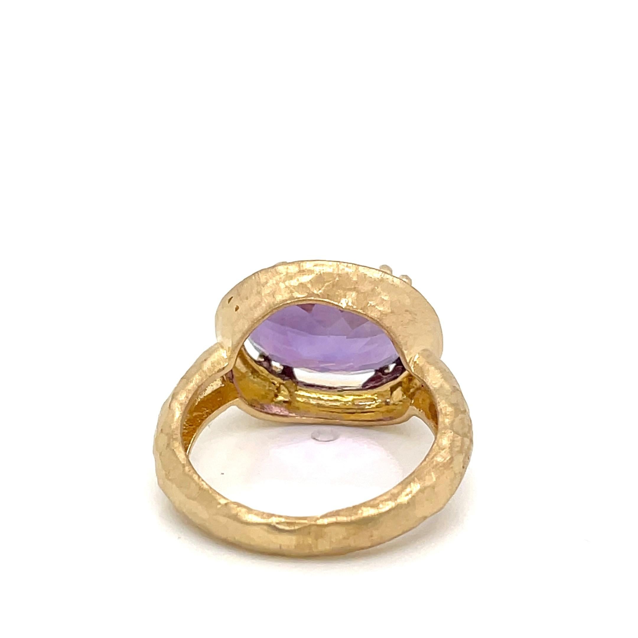 For Sale:  Hand-Crafted 14K Gold 5.35CT Amethyst Cocktail Ring 3