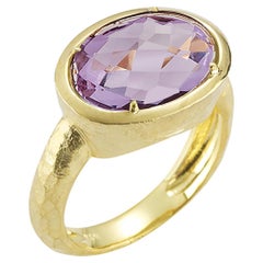 Hand-Crafted 14K Gold 5.35CT Amethyst Cocktail Ring