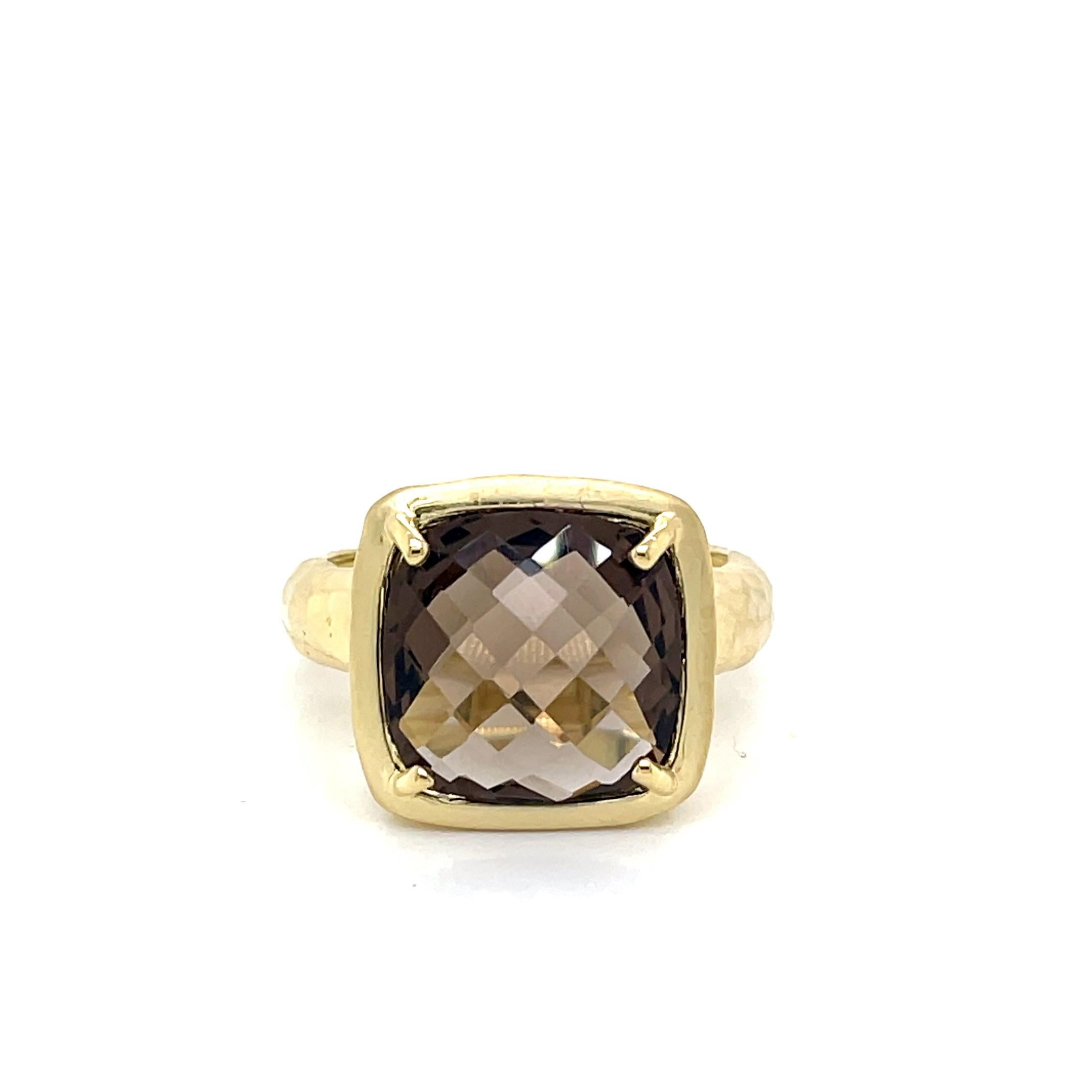 For Sale:  Hand-Crafted 14K Gold 6.0CT Smokey Topaz Cocktail Ring 2