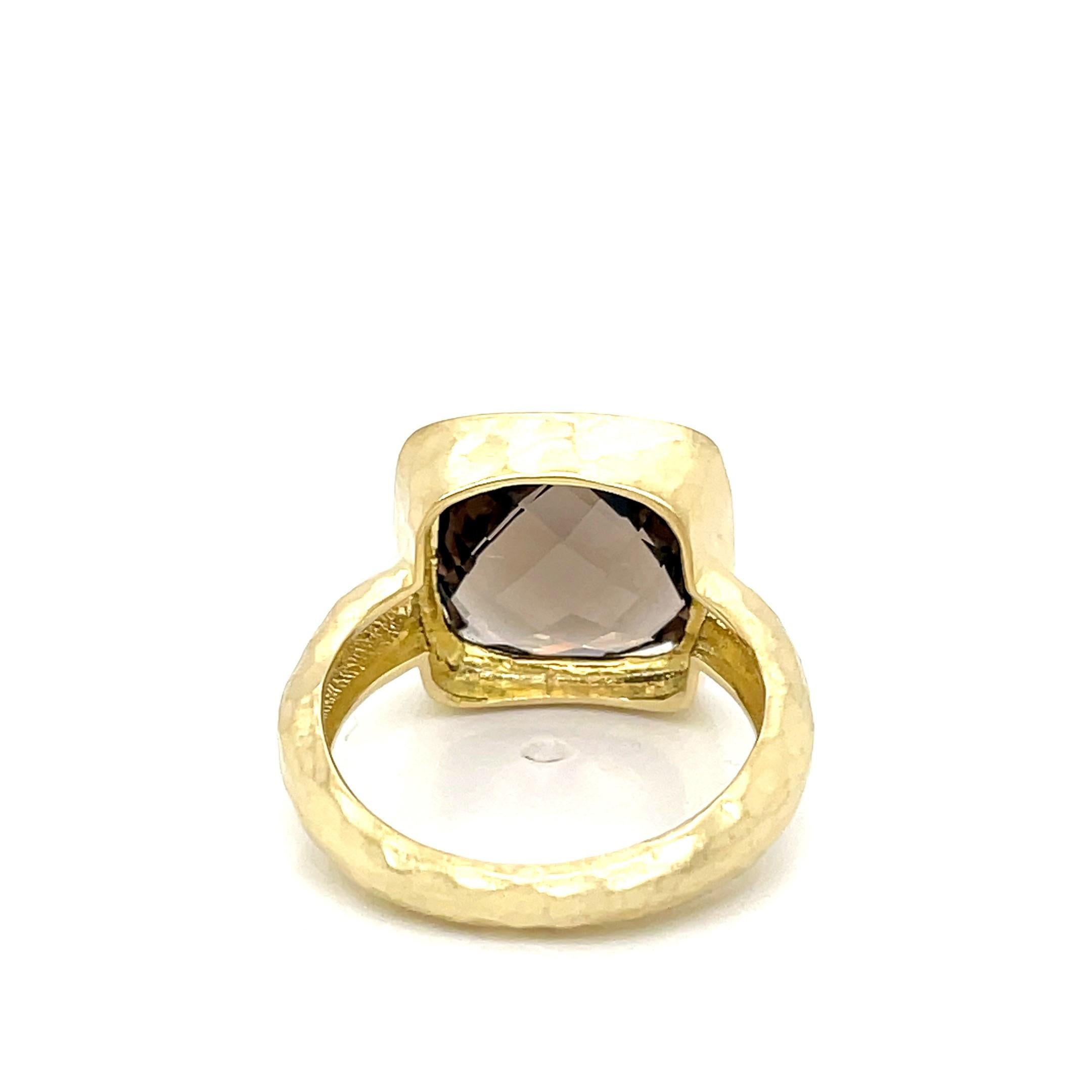 For Sale:  Hand-Crafted 14K Gold 6.0CT Smokey Topaz Cocktail Ring 4