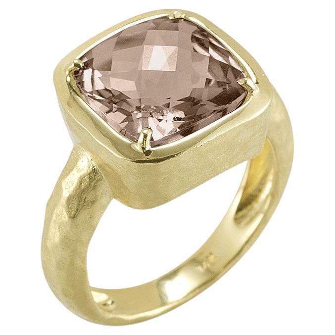 Hand-Crafted 14K Gold 6.0CT Smokey Topaz Cocktail Ring