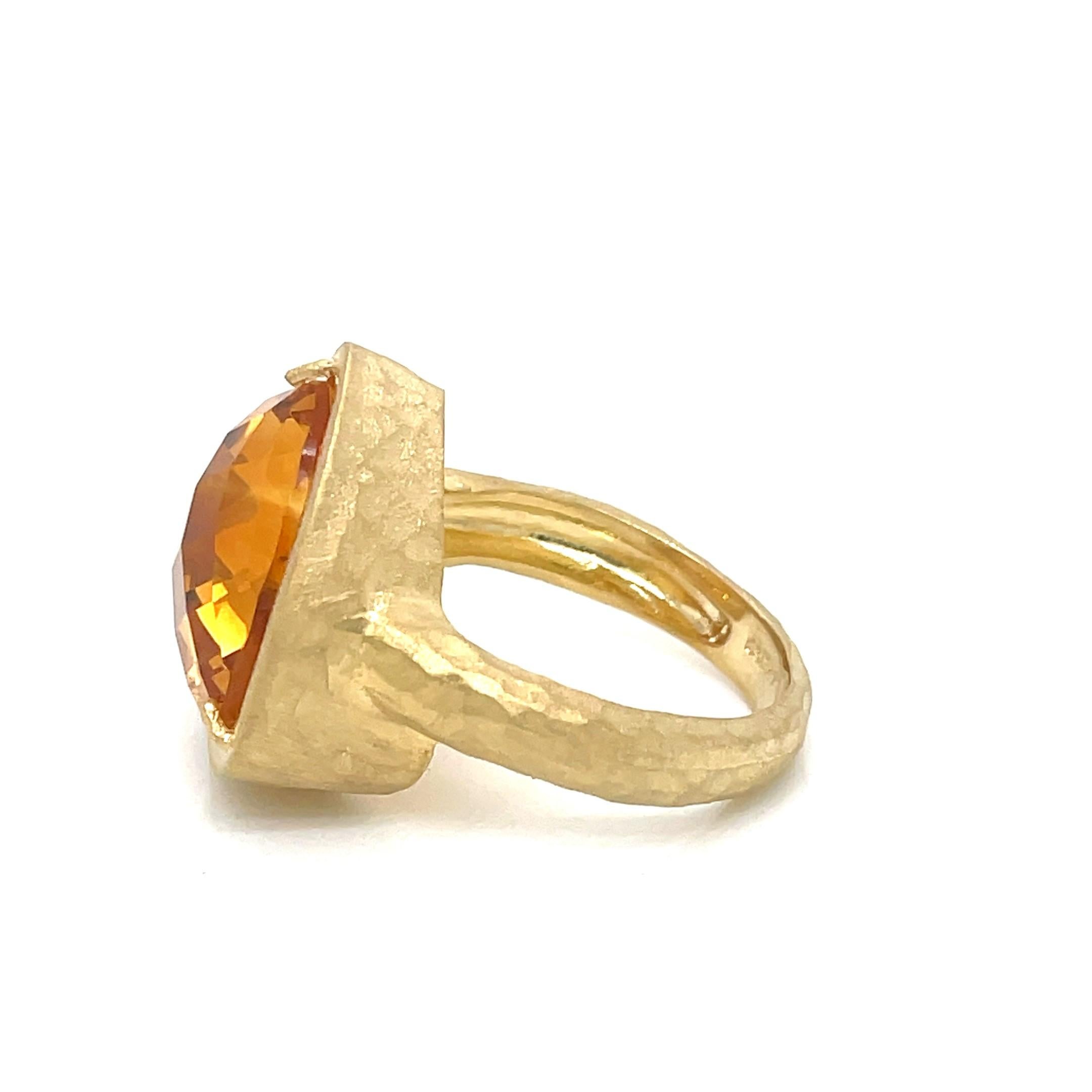 in vendita:  Anello in oro 14 carati da 9,2 ct. tw. Anello con pietra color citrino da 15 mm 3