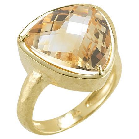 Hand-Crafted 14K Gold 9.2 ct. tw. 15mm Citrine Color Stone Ring