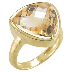 Hand-Crafted 14K Gold 9.2 ct. tw. 15mm Citrine Color Stone Ring