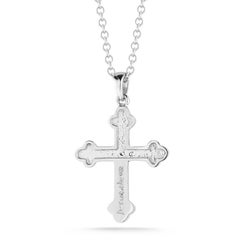 Hand-Crafted 14K White Gold Diamond Cross Pendant