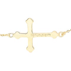 Hand-Crafted 14K White Gold East-to-West Off-Center Cross Necklace