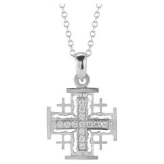 Hand-Crafted 14K White Gold Jerusalem Cross Pendant