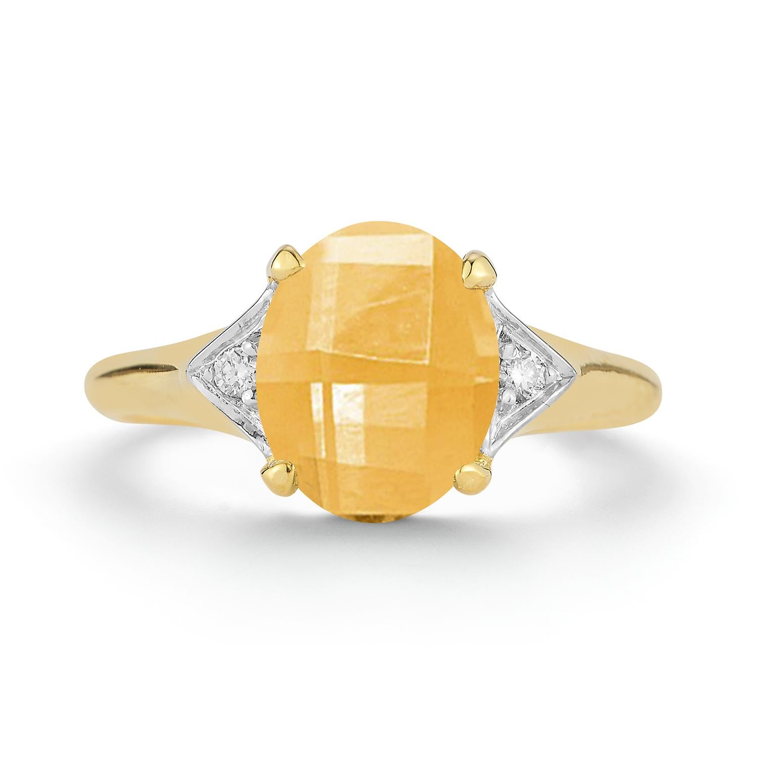 For Sale:  Hand-Crafted 14K Yellow Gold 0.05 ct. tw. Diamond & 4.75CT Citrine Cocktail Ring 2