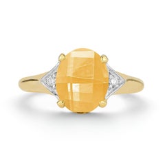 Hand-Crafted 14K Yellow Gold 0.05 ct. tw. Diamond & 4.75CT Citrine Cocktail Ring