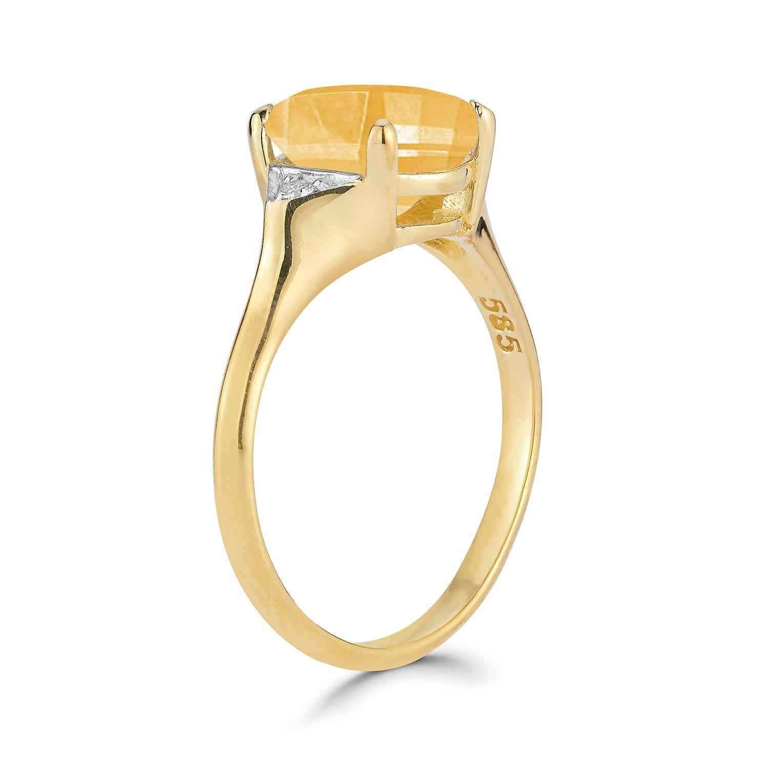 For Sale:  Hand-Crafted 14K Yellow Gold 0.05 ct. tw. Diamond & 4.75CT Citrine Cocktail Ring 3