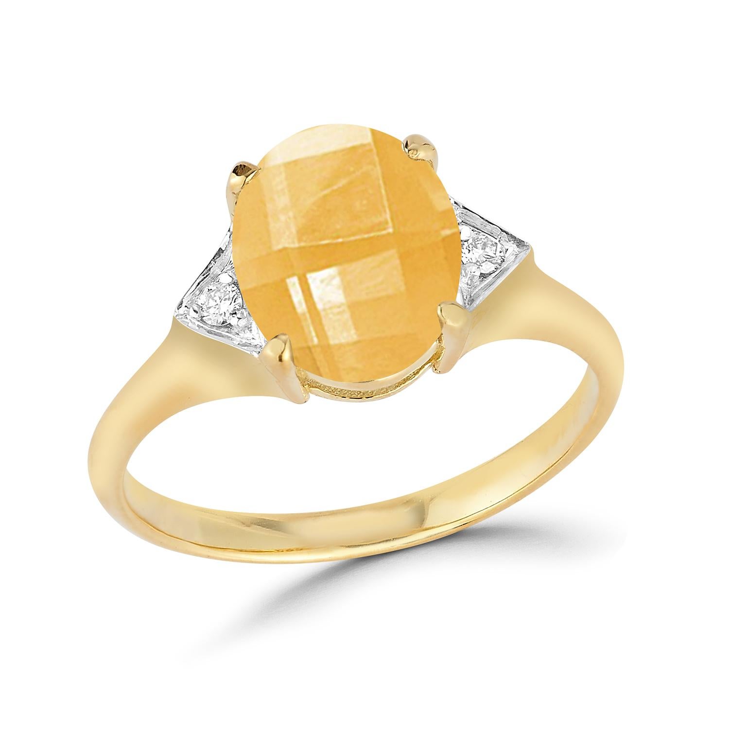 For Sale:  Hand-Crafted 14K Yellow Gold 0.05 ct. tw. Diamond & 4.75CT Citrine Cocktail Ring 4