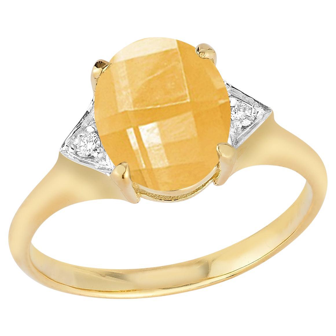 Hand-Crafted 14K Yellow Gold 0.05 ct. tw. Diamond & 4.75CT Citrine Cocktail Ring