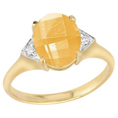 Hand-Crafted 14K Yellow Gold 0.05 ct. tw. Diamond & 4.75CT Citrine Cocktail Ring