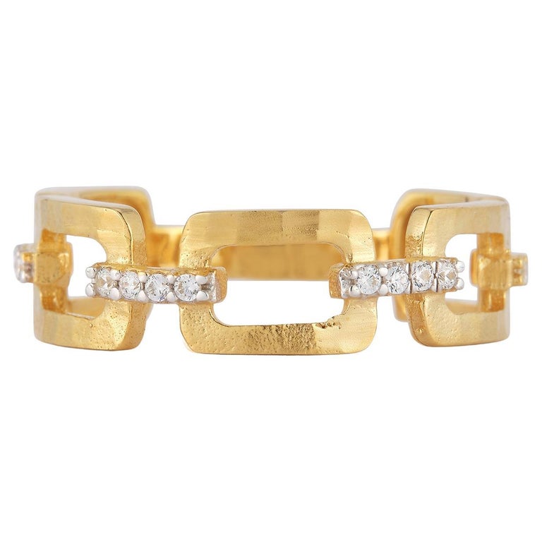 Customizable Handcrafted 14k Yellow Gold 0.07cttw Open Link Ring For ...