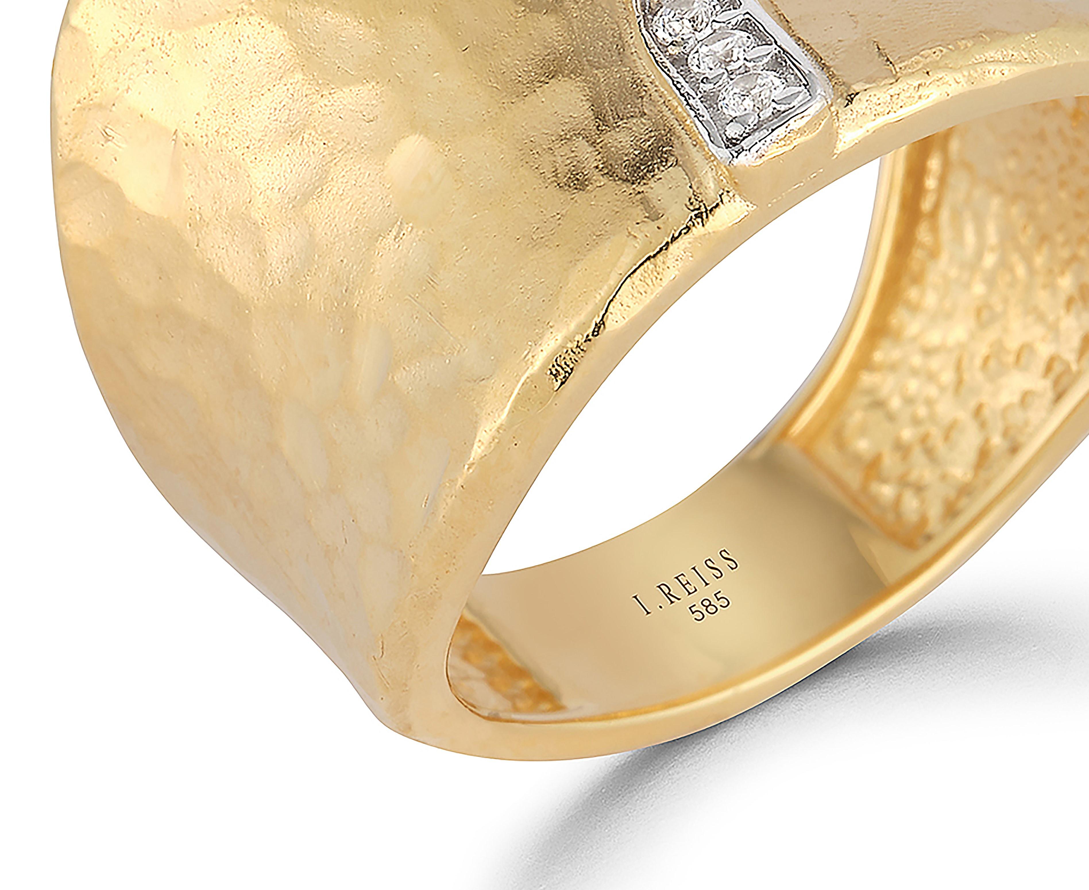 For Sale:  handcrafted 14k Yellow Gold 0.11 Carat TW Cuff Ring 3