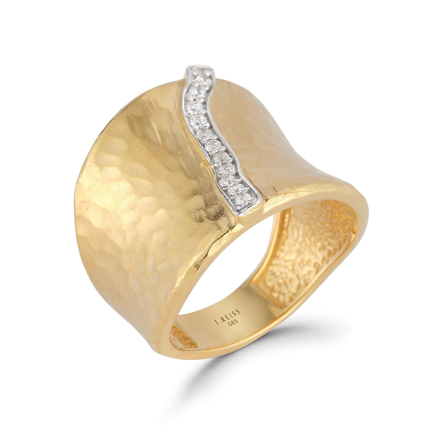 For Sale:  handcrafted 14k Yellow Gold 0.11 Carat TW Cuff Ring 4