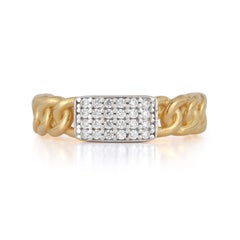 Handcrafted 14k Yellow Gold 0.14cttw Braided ID Ring