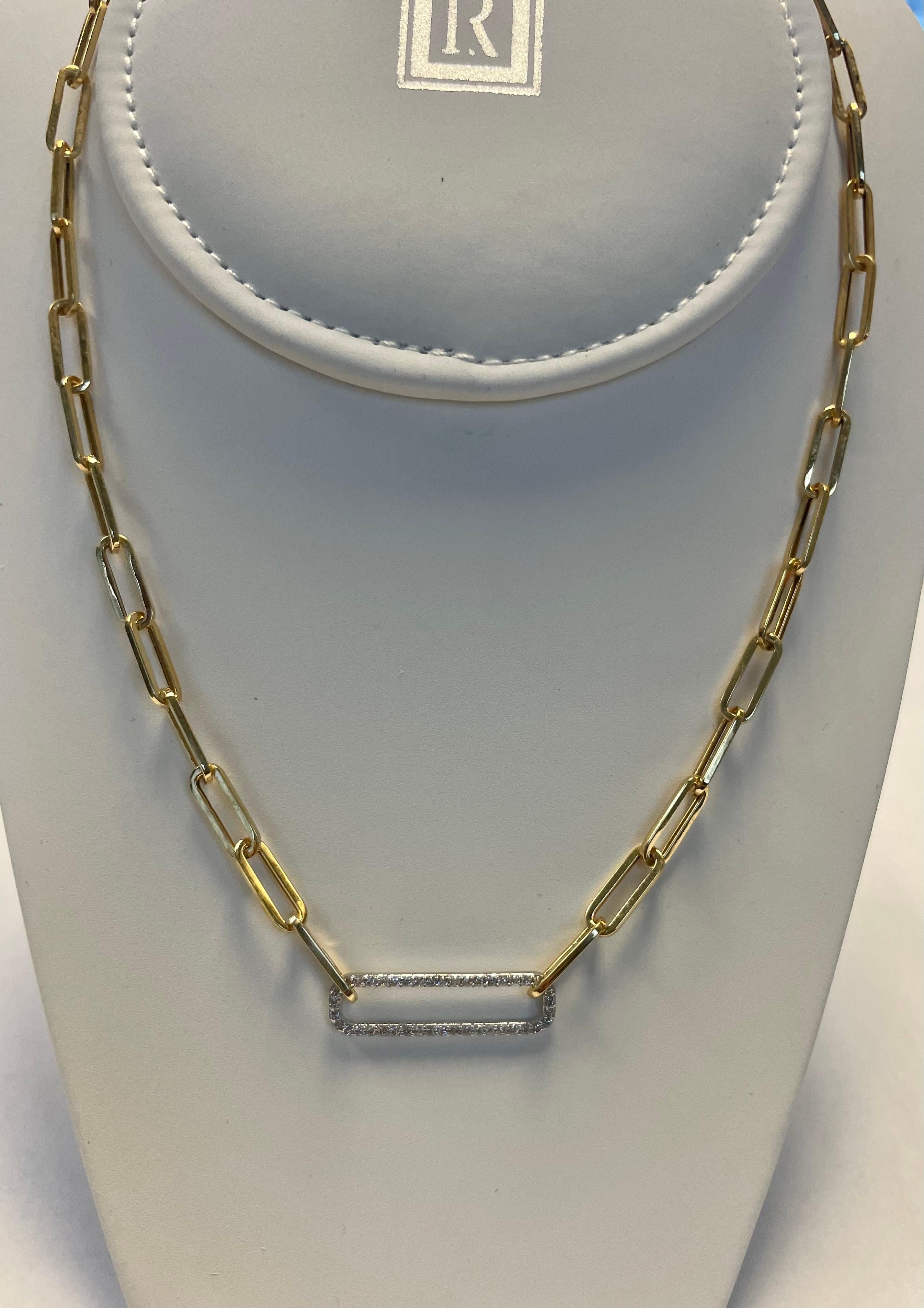 Hand-Crafted 14K Yellow Gold 0.25 ct. tw. Open Link Necklace In New Condition For Sale In Great Neck, NY