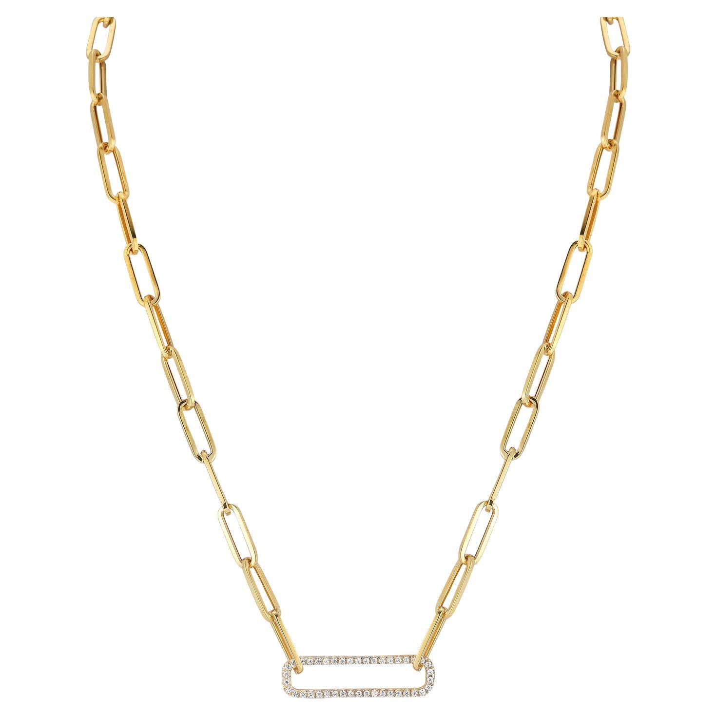 Hand-Crafted 14K Yellow Gold 0.25 ct. tw. Open Link Necklace For Sale
