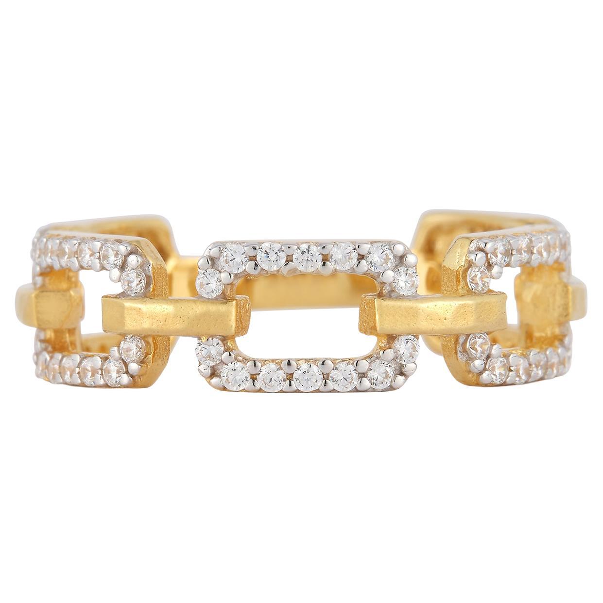 Handcrafted 14k Yellow Gold 0.43 Carat Tw Open Link Ring