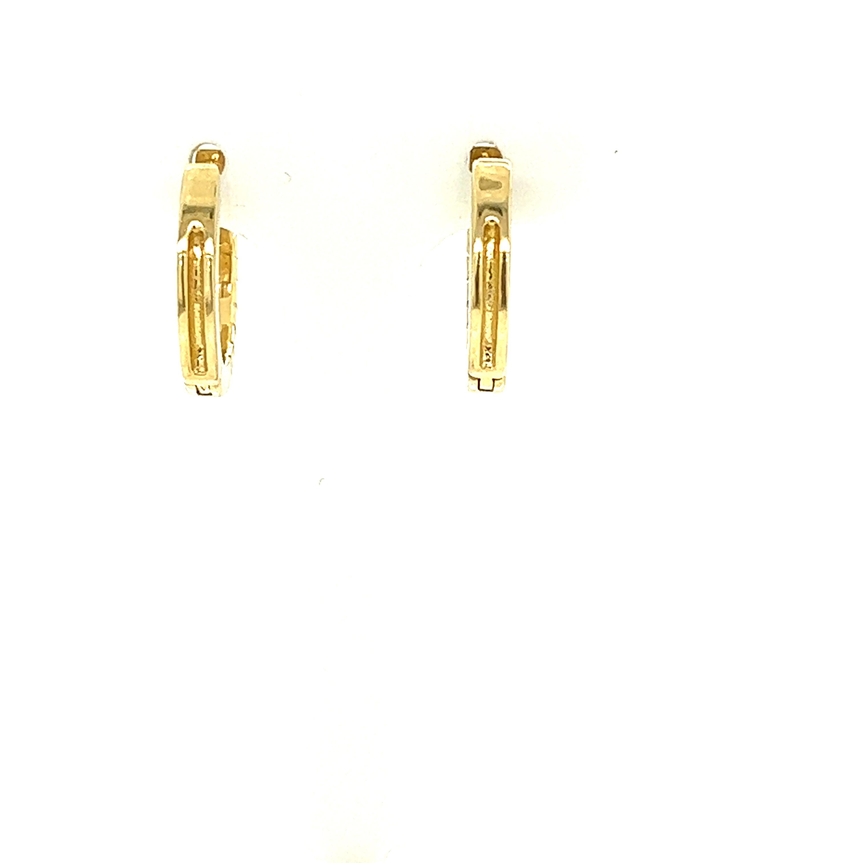 Hand-Crafted 14K Yellow Gold Diamond Hoop Earrings In New Condition For Sale In Great Neck, NY
