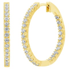 Hand-Crafted 14K Yellow Gold Inside-Out Eternity Diamond Hoop Earrings