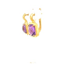 Orecchini con pietra colorata ametista in oro giallo 14K realizzati a mano