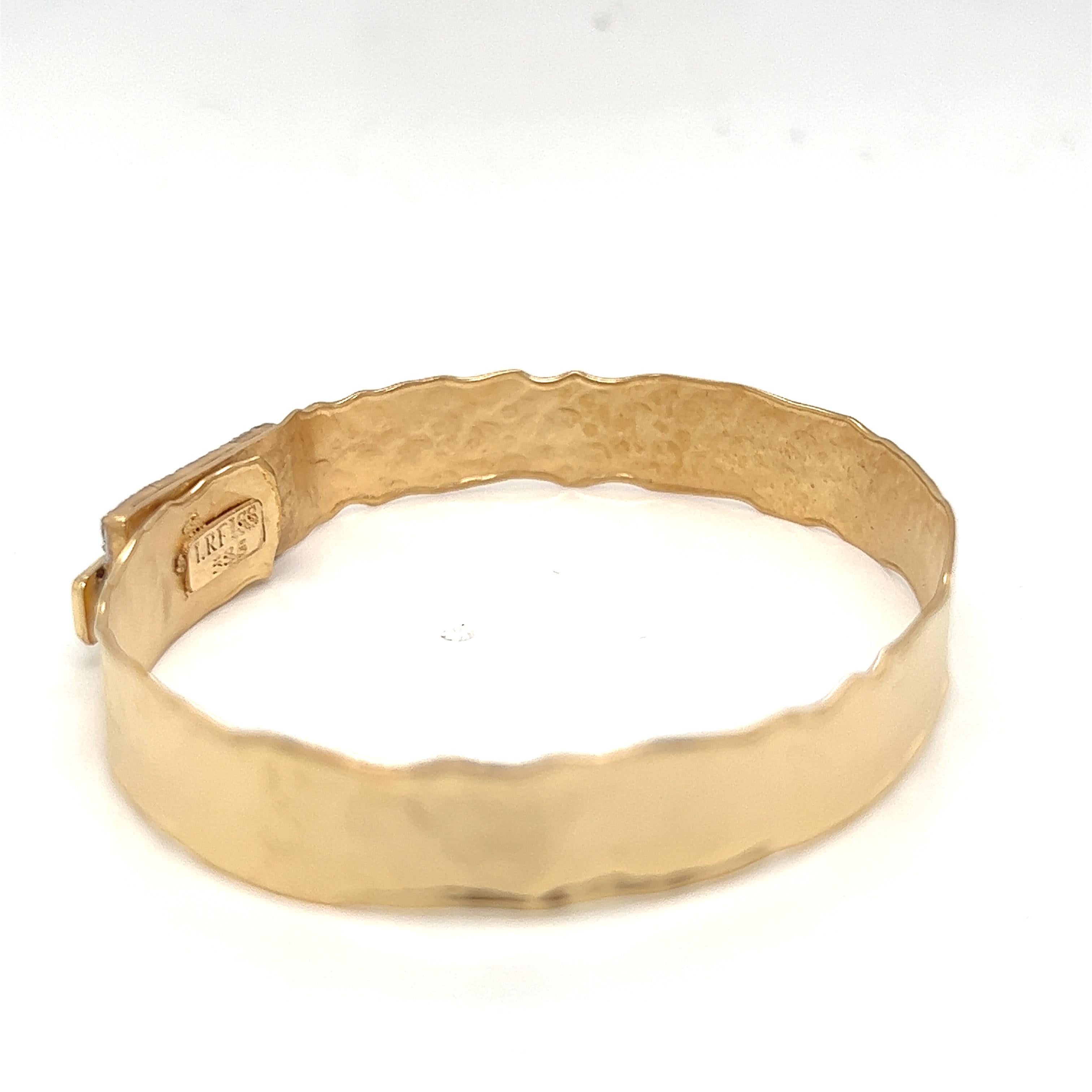 Taille ronde Bracelet à boucles en or jaune 14K, fait à la main en vente
