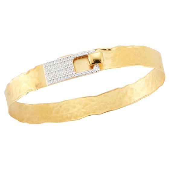 Hand-Crafted 14K Yellow Gold Buckle Cuff Bracelet For Sale