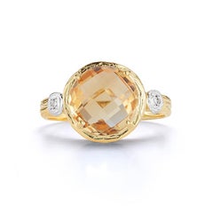 Hand-Crafted 14K Gold 0.03 ct. tw. Diamond & 3.35CT Citrine Cocktail Ring