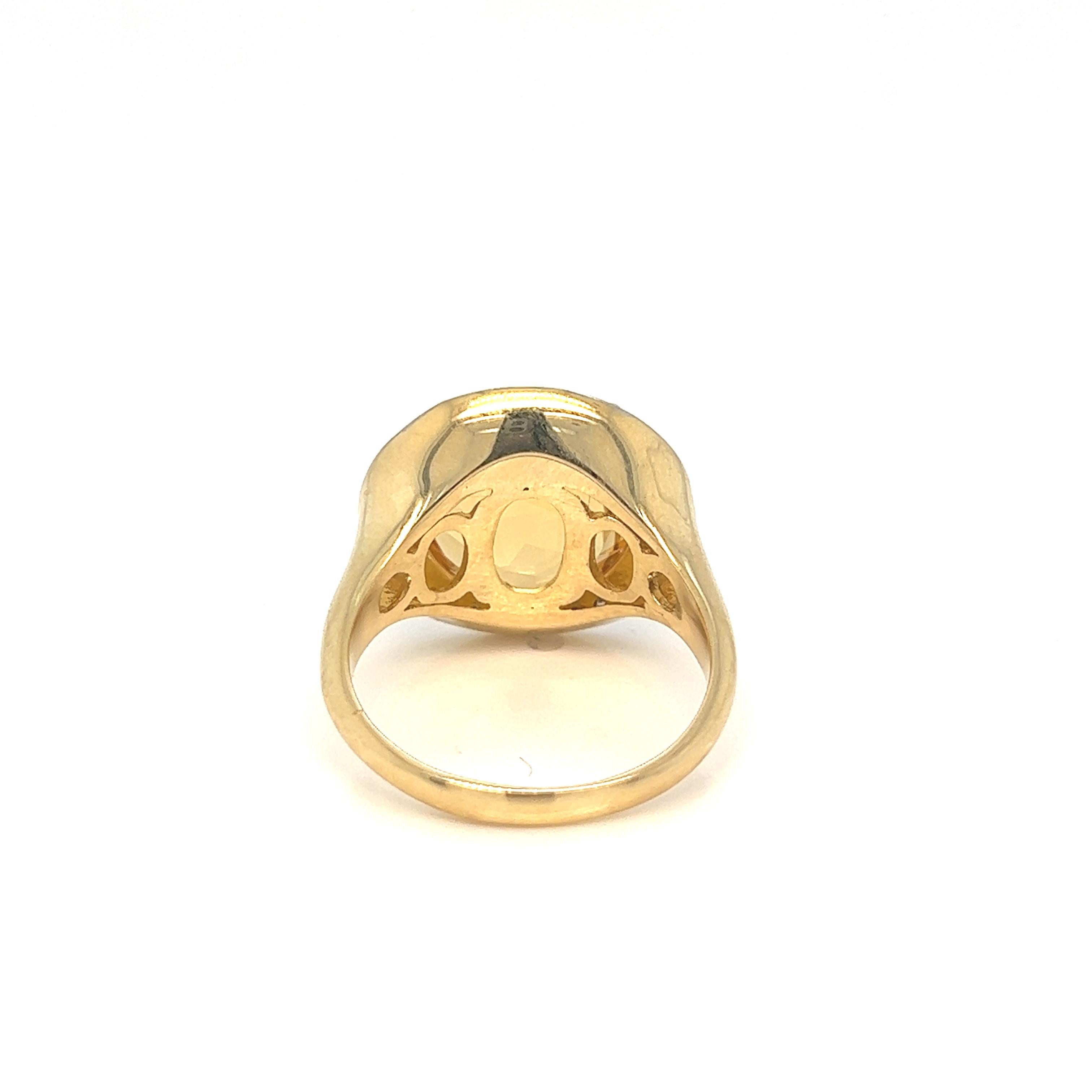 For Sale:  Hand-Crafted 14K Yellow Gold Citrine Color Stone Cocktail Ring 2