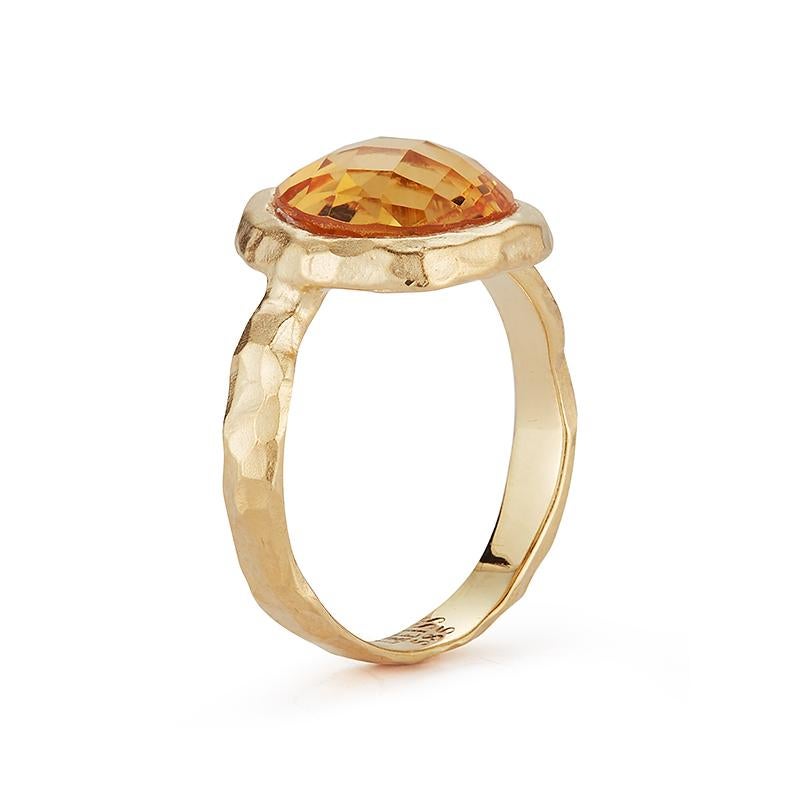 For Sale:  Hand-Crafted 14K Yellow Gold Citrine Color Stone Cocktail Ring 3