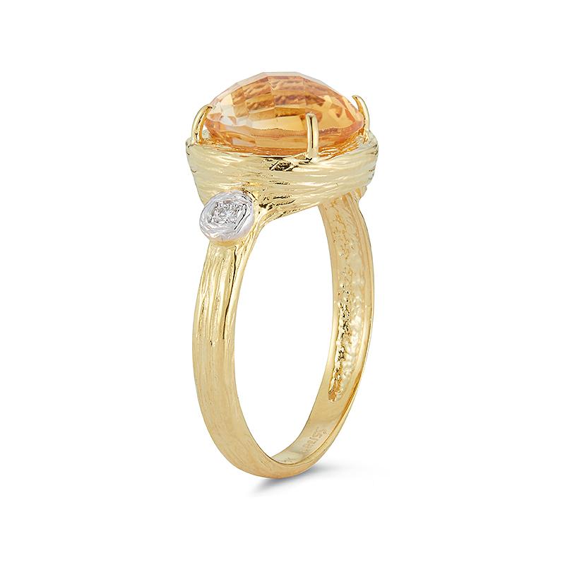 For Sale:  Hand-Crafted 14K Gold 0.03 ct. tw. Diamond & 3.35CT Citrine Cocktail Ring 3